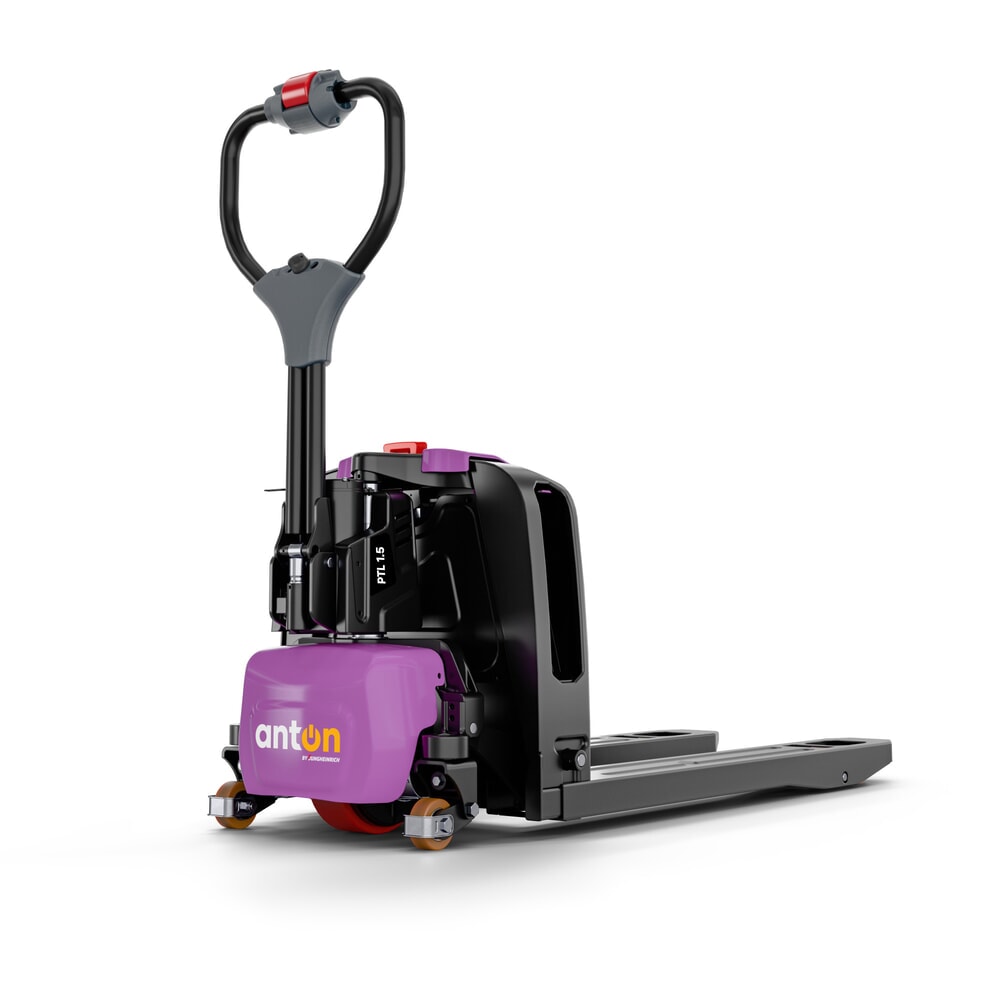 Imagem do produto: AntOn by Jungheinrich porta-paletes elétrico PTL 1.5 com rodas de suporte, capacidade de carga de 1500 kg, comprimento do garfo de 1.150 mm