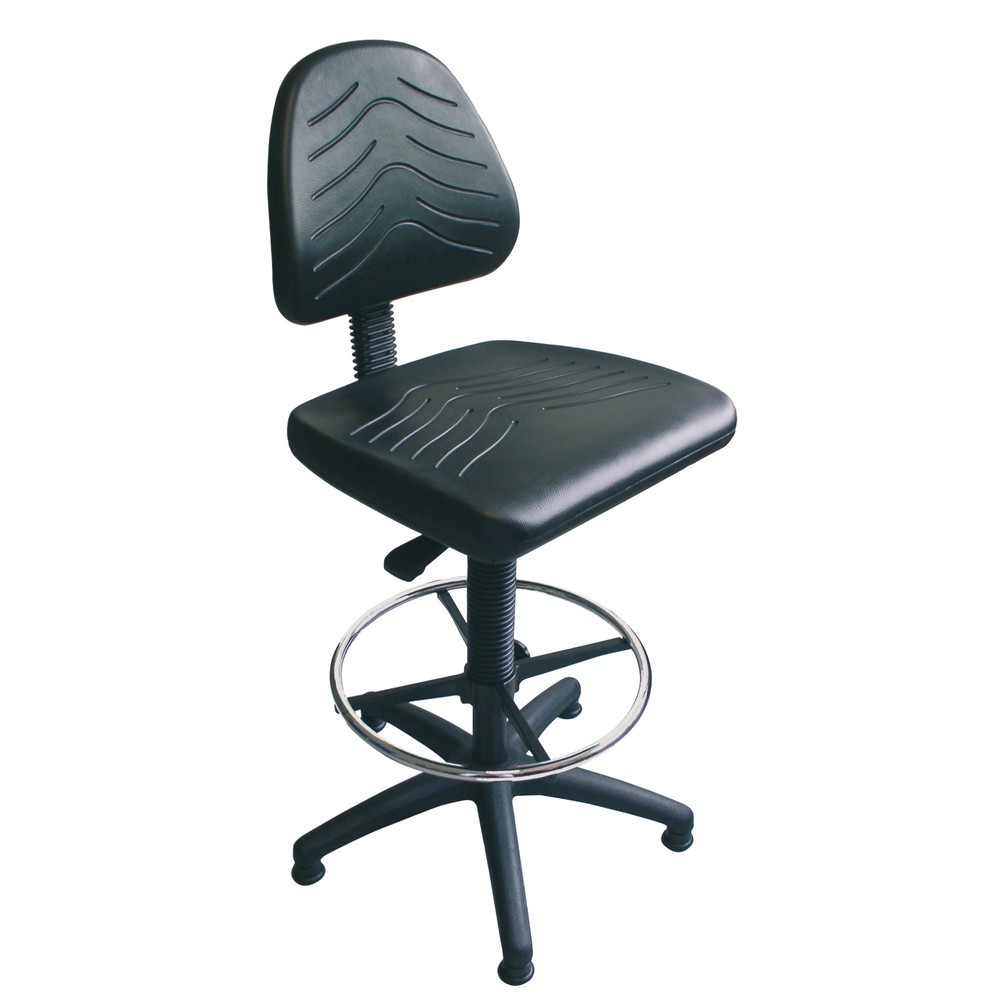 Imagem do produto: Cadeira de trabalho giratória confortável, estofo em tecido, altura do assento de 520-710 mm, base de plástico, patins de proteção do piso, anel para os pés