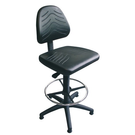 Imagem do produto n.º 1: Cadeira de trabalho giratória confortável, estofo em tecido, altura do assento de 520-710&nbsp;mm, base de plástico, patins de proteção do piso, anel para os pés