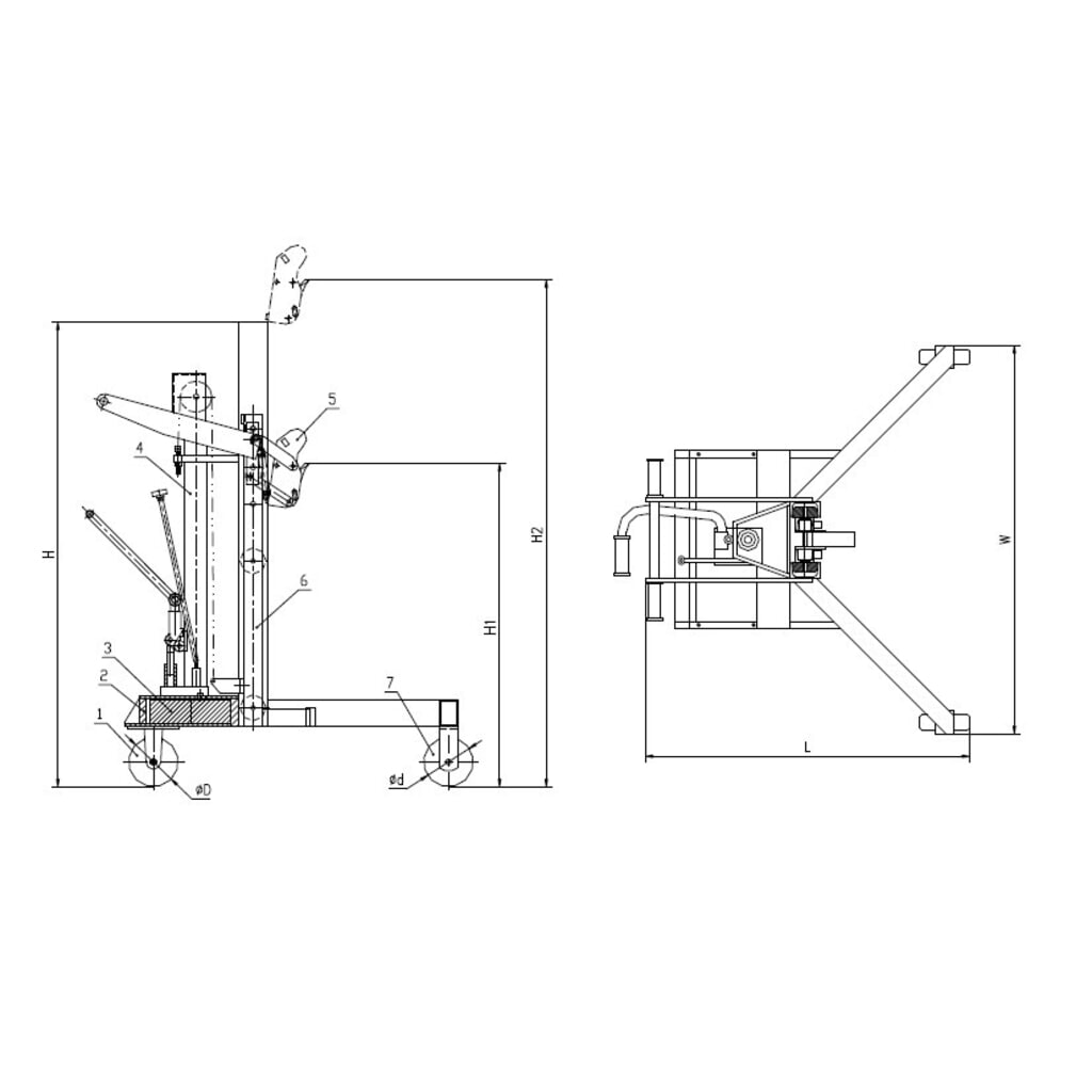 Elevador de barris com elevação por pedal, recolha através do canto, altura de elevação de 500 mm, capacidade de carga de 450 kg, rAL 3020 vermelho tráfego Imagem do produto n.º 3: Elevador de barris com elevação por pedal, recolha através do canto, altura de elevação de 500 mm, capacidade de carga de 450 kg, rAL 3020 vermelho tráfego
