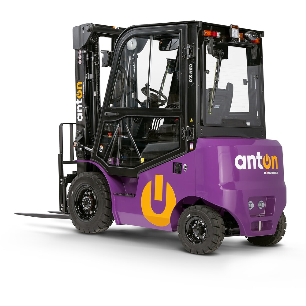 Imagem do produto n.º 7: AntOn by Jungheinrich empilhador elétrico CBH 2.0 com mastro de elevação telescópico triplo, altura de elevação de 4800 mm, capacidade de carga de 2000 kg, cabina de proteção contra intempéries Comfort, inclusive carregador incorporado