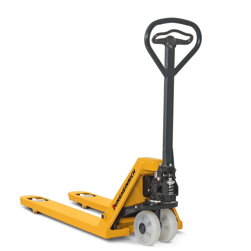 Imagem do produto: Jungheinrich porta-paletes manual AM 20, capacidade de carga de 2000 kg, manuseamento ergonómico, rodas de direção em nylon, roletes do garfo em nylon, pneus simples