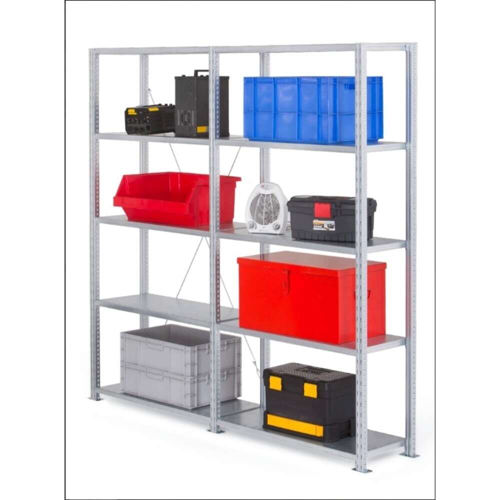 Imagem do produto n.º 7: ManOrga estante para picking, módulo de extensão, com fundos em painéis de aço, capacidade de carga de 350 kg por prateleira, zincado, AxLxP 2000 x 1000 x 400 mm