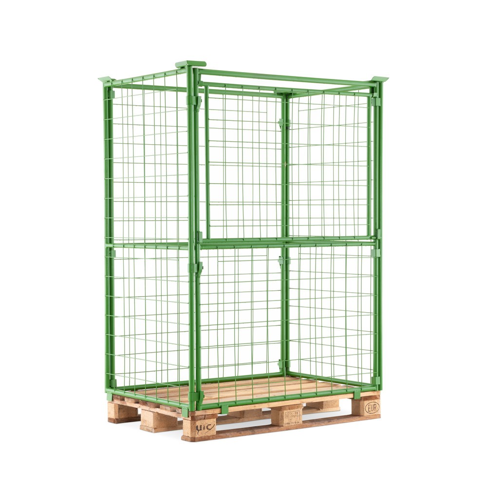 Imagem do produto: Extensão para paletes BASIC com aba, malha 100 x 100 mm, AxLxP 1600 x 1200 x 800 mm, verde-claro