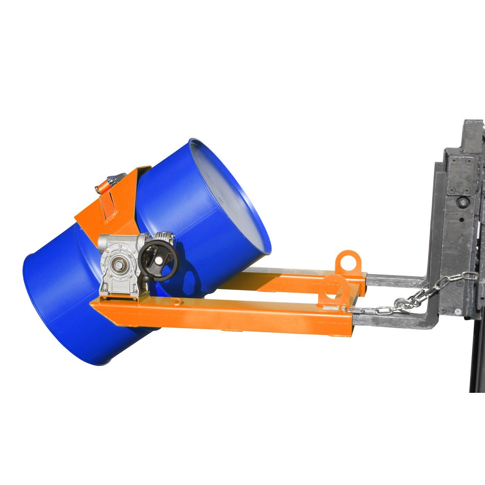 Imagem do produto: Bauer® inclinador de bidões, TK 300 kg, para bidões com Ø 350-600 mm, manivela manual, RAL 2000 laranja-amarelado