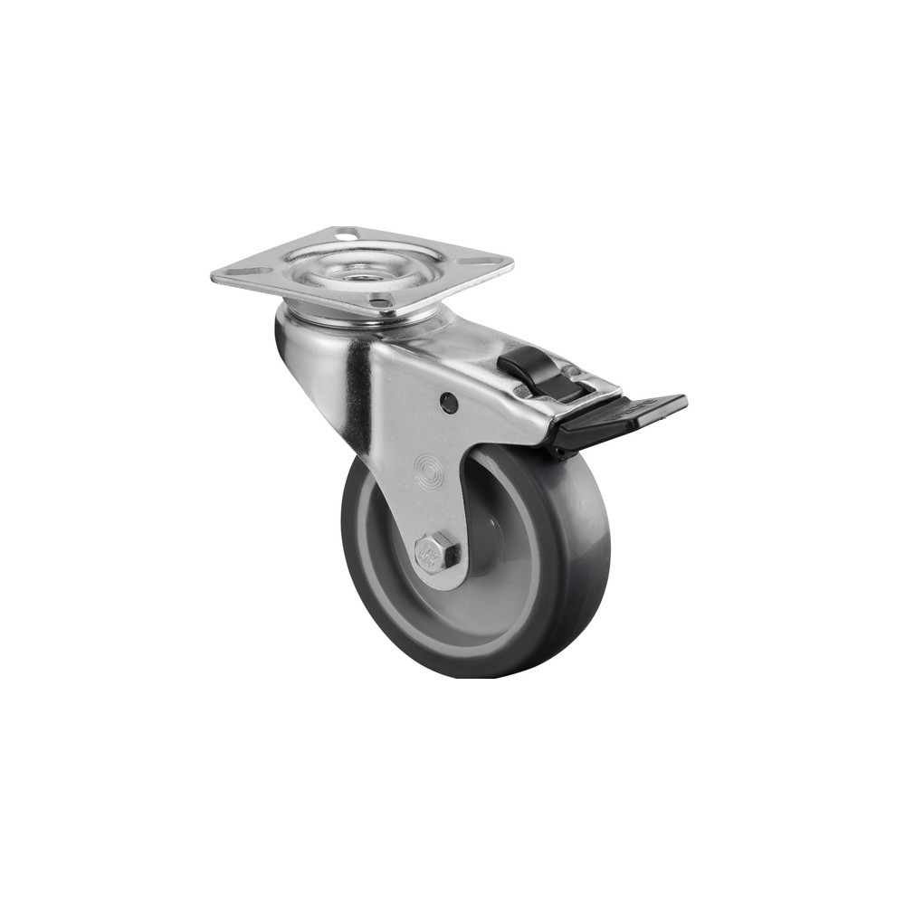 Imagem do produto: BS ROLLEN rodízio para aparelhos em TPE, roda-guia com travão, mancal, placa, Ø x largura 75 x 25 mm, capacidade de carga 60 kg