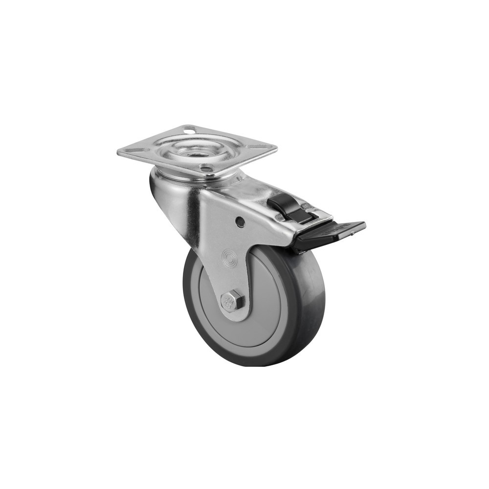 Imagem do produto: BS ROLLEN rodízio para aparelhos em TPE, roda-guia com travão, rolamentos de esferas, placa, Ø x largura 75 x 25 mm, capacidade de carga 60 kg