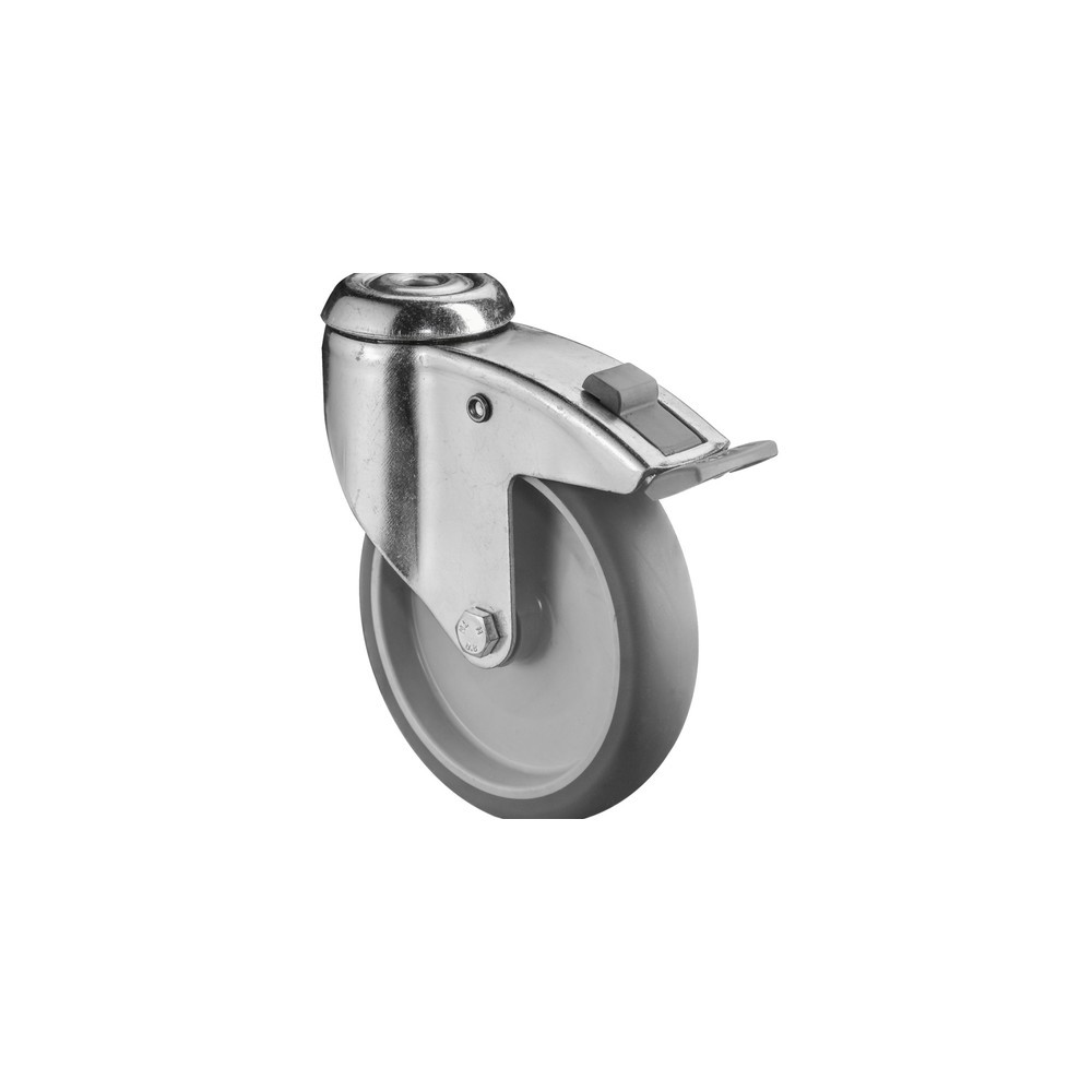 Imagem do produto: BS ROLLEN rodízio para aparelhos em TPE, roda-guia com travão, versão reforçada, mancal, orifício de passagem, Ø x largura 125 x 31 mm, TK 100 kg