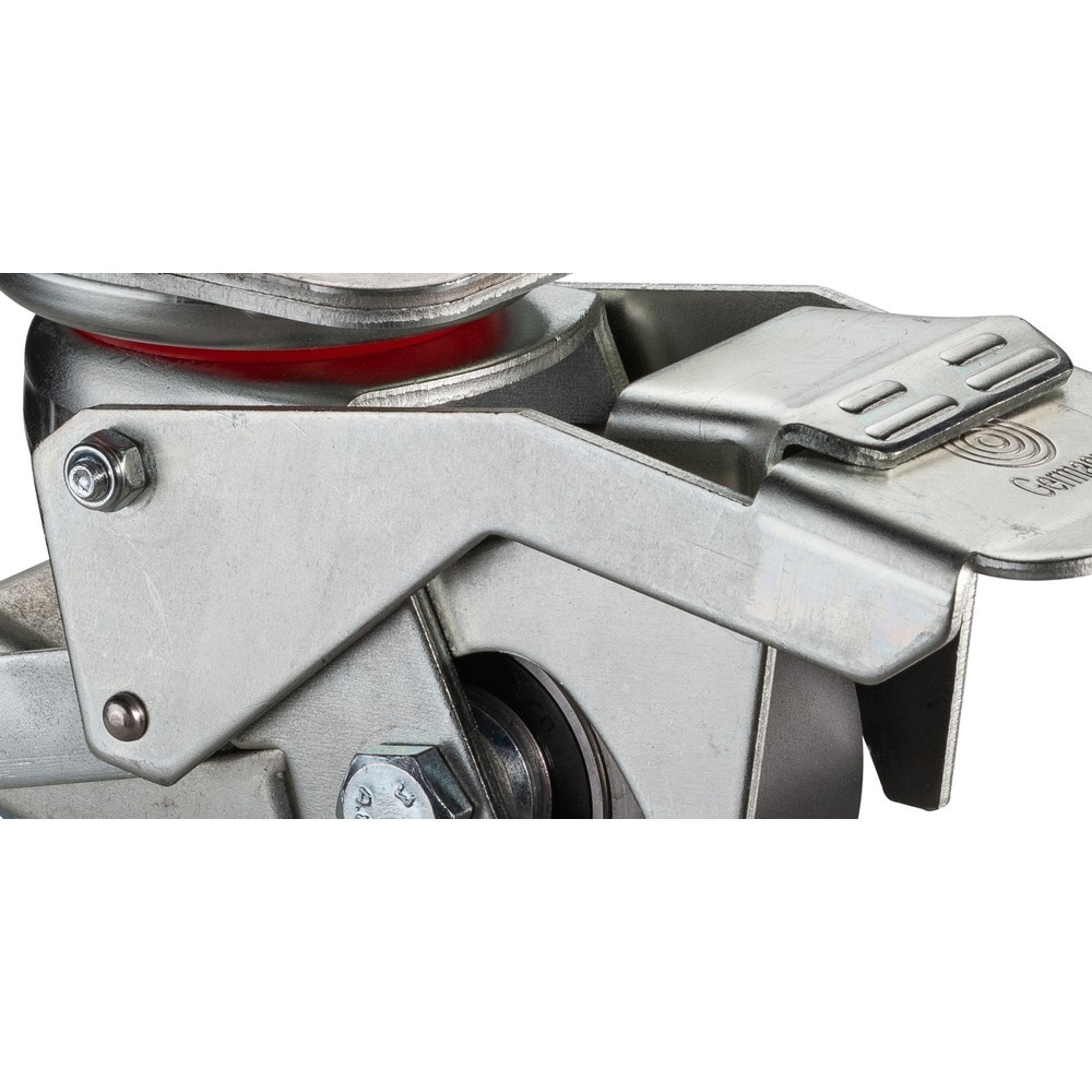 Imagem do produto: BS ROLLEN roda elevatória em poliuretano, roda-guia com travão, rolamentos de esferas, placa, Ø x largura 75 x 40 mm, capacidade de carga de 350 kg