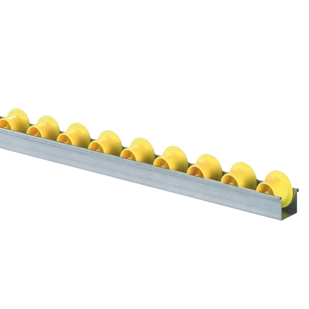 Imagem do produto: BS ROLLEN calha de roletes, roletes de plástico duráveis com rebordo para cargas leves, capacidade de carga de 5 kg por rolo, divisão 100 mm