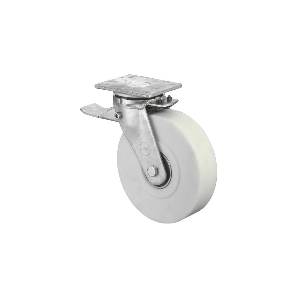 Imagem do produto: BS ROLLEN rodízio para cargas pesadas em poliamida, roda-guia com travão, rolamento de esferas, placa, Ø x largura 100 x 55 mm, TK 900 kg