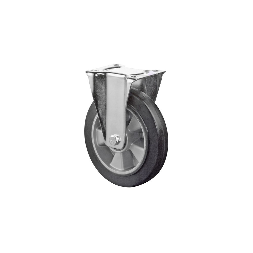 Imagem do produto: BS ROLLEN rolo de transporte em borracha elástica, preto, rodízio, rolamentos de esferas, placa, Ø x largura 100 x 40 mm, TK 150 kg