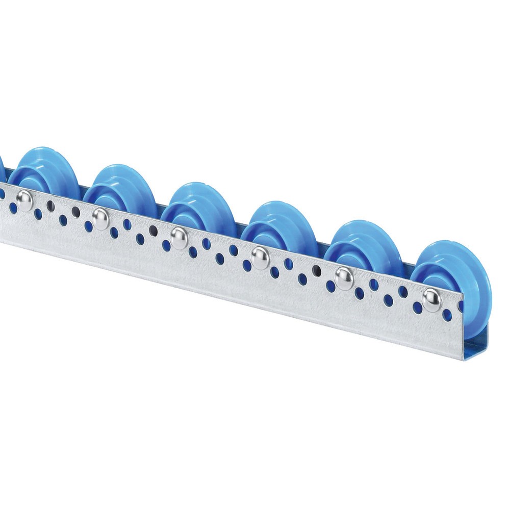 Imagem do produto: BS ROLLEN carril de rolos universal, rolos de plástico com rebordo, capacidade de carga de 10 kg por rolo, divisão 100 mm