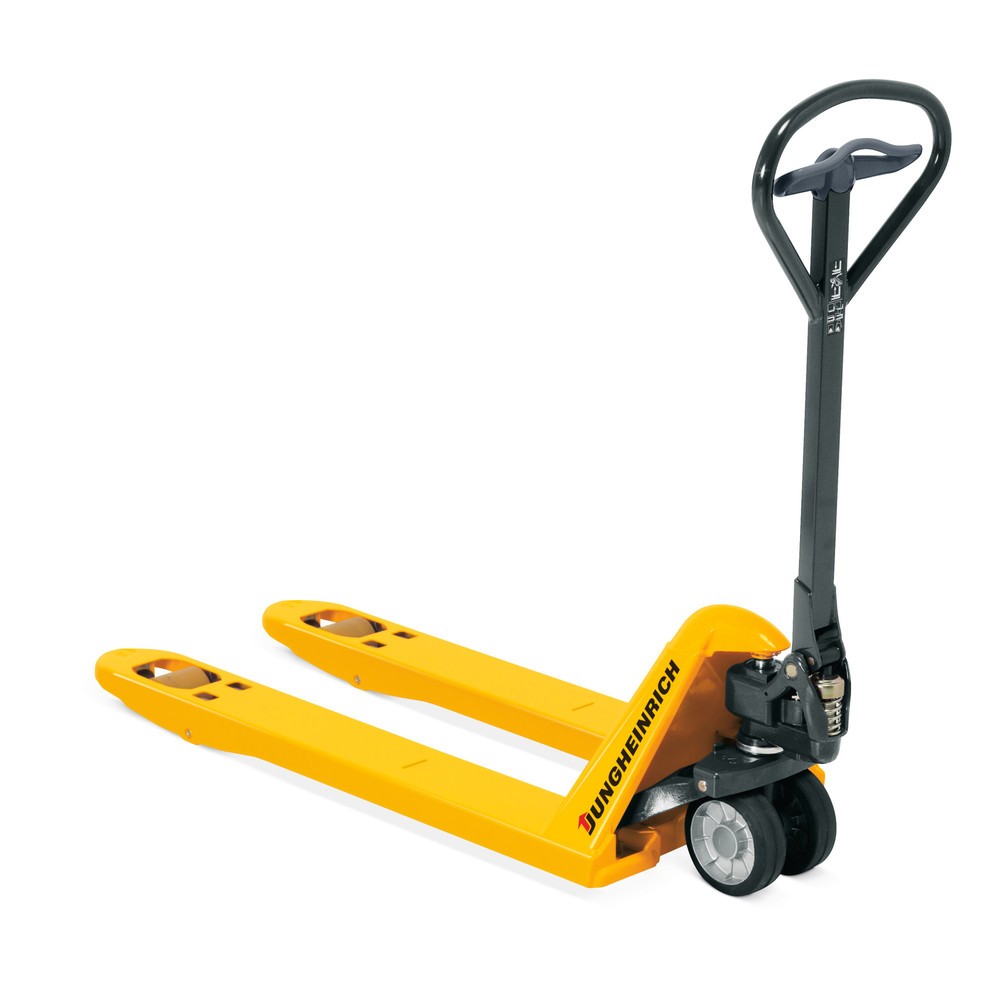 Imagem do produto: Jungheinrich porta-paletes manual AM 22, capacidade de carga de 2200 kg, comprimento do garfo de 1150 mm, rodas de direção em nylon, roletes do garfo em nylon, pneus simples