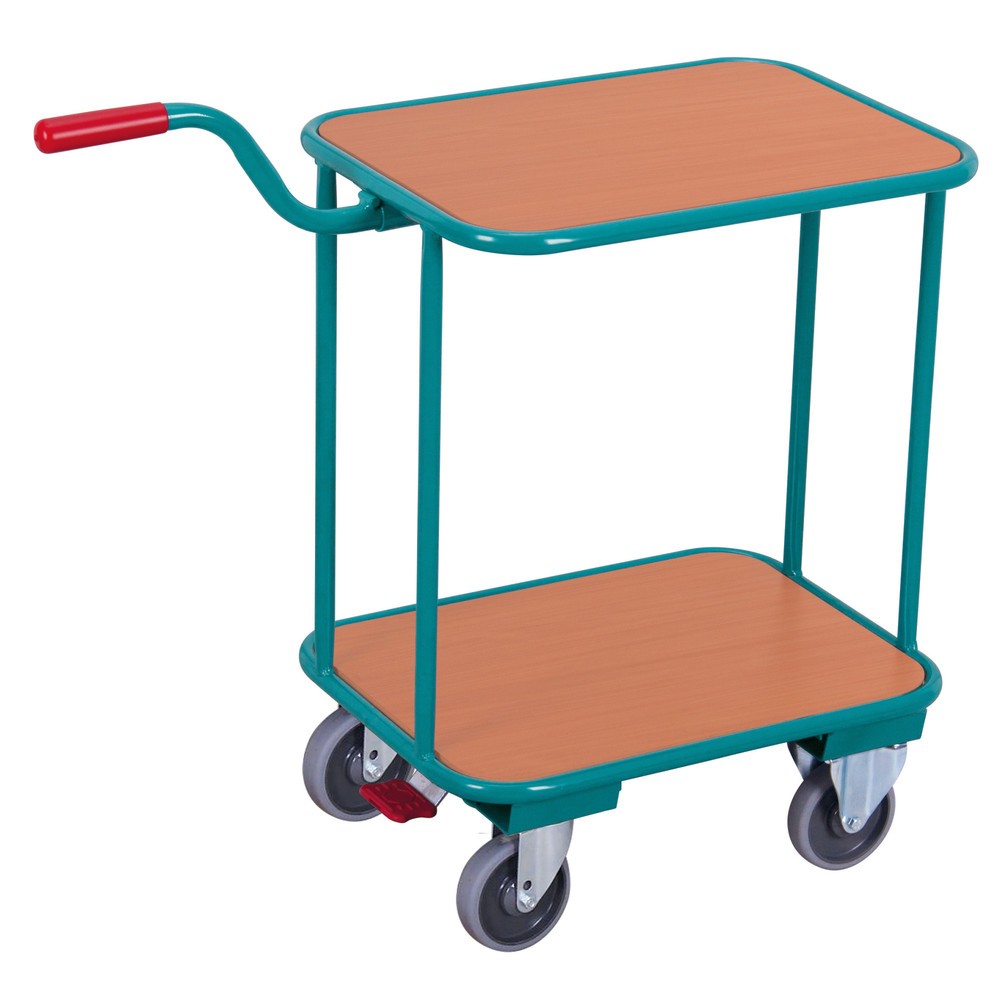 Imagem do produto: Carro de pisos múltiplos com pega Ameise®, 2 prateleiras de 603 x 450 mm, com travão central.