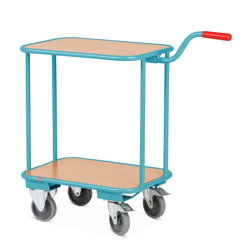Imagem do produto n.º 4: Carro de pisos múltiplos com pega Ameise®, 2 prateleiras de 603 x 450 mm, com travão central.