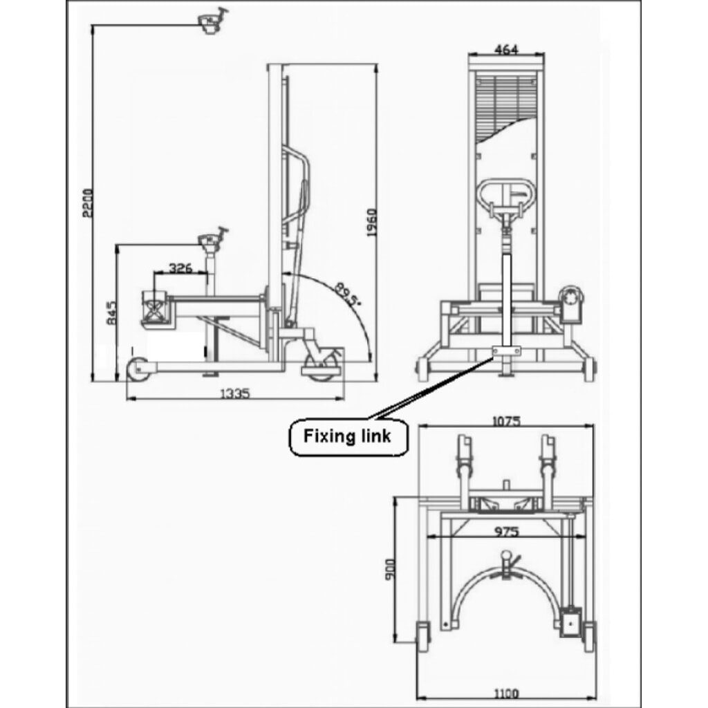 Imagem do produto n.º 3: Virador de barris 180°, cap. carga 350 kg, elevação do timão, altura de elevação de 0-1300 mm