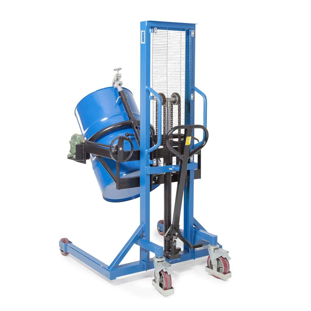 Virador de barris 180°, cap. carga 350 kg, elevação do timão, altura de elevação de 0-1300 mm Imagem do produto n.º 2: Virador de barris 180°, cap. carga 350 kg, elevação do timão, altura de elevação de 0-1300 mm
