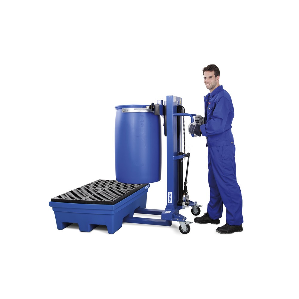 Imagem do produto n.º 4: Elevador de barris com grampo de barris, para barris de aço e PE, chassis estreito, altura de elevação 520 mm