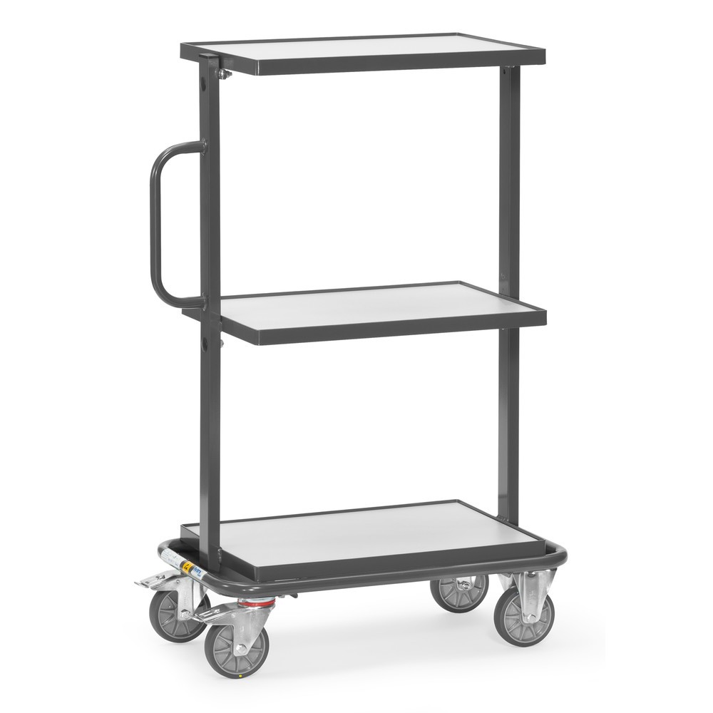 Imagem do produto: fetra® carro auxiliar ESD, capacidade de carga de 200 kg, 3 superfícies de carregamento 405 x 605 mm, com bases