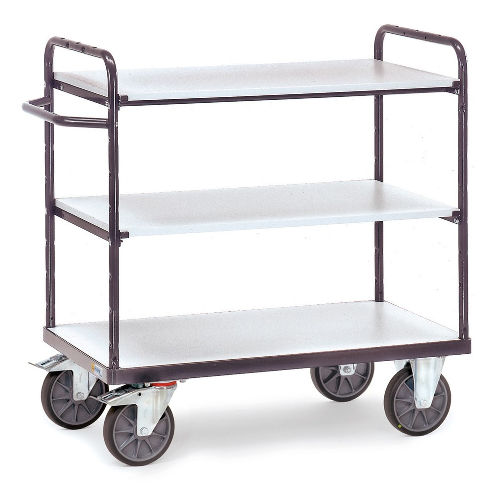 Imagem do produto: fetra® carro de pisos múltiplos ESD, com tampos em madeira, 3 superfícies de carregamento de 500 x 850 mm cada, altura 1.111 mm
