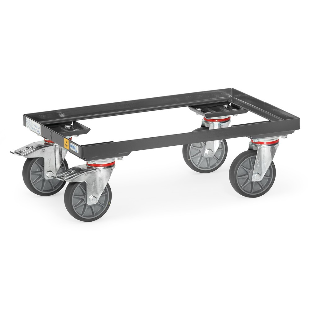Imagem do produto: fetra® rolador para caixas Euro ESD, capacidade de carga de 250 kg, superfície de carregamento traseira 405 x 605 mm, sem fundo.