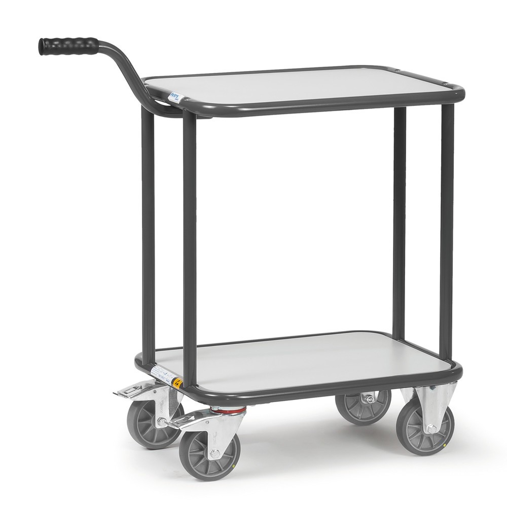 Imagem do produto: fetra® carro de pega ESD, com prateleiras em madeira, 2 superfícies de carregamento de 450 x 600 mm