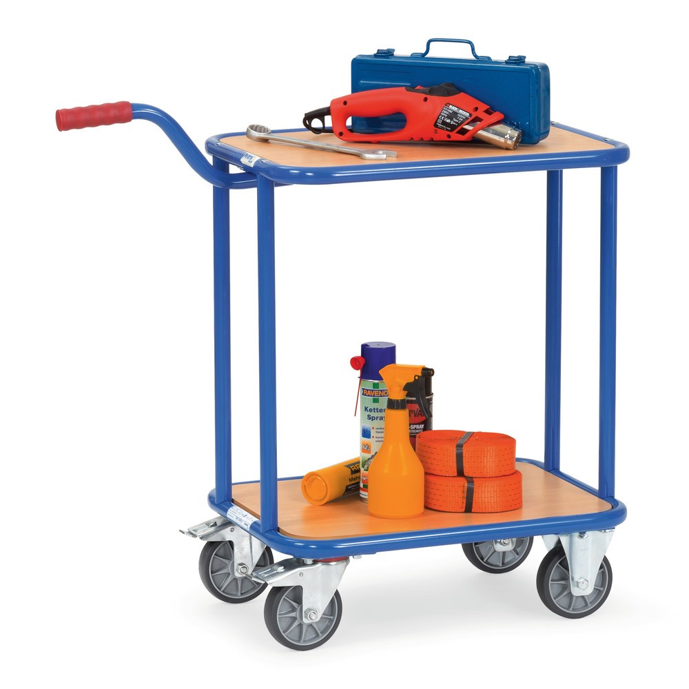 Imagem do produto n.º 2: fetra® carro de pisos múltiplos com pega, com prateleiras de madeira, 2 prateleiras de 600 x 450 mm