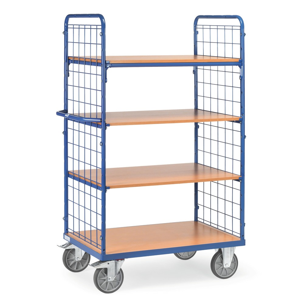 Imagem do produto: fetra® carro de pisos múltiplos com pisos fixos, 2 painéis de grade, 4 pisos 1000 x 700 mm