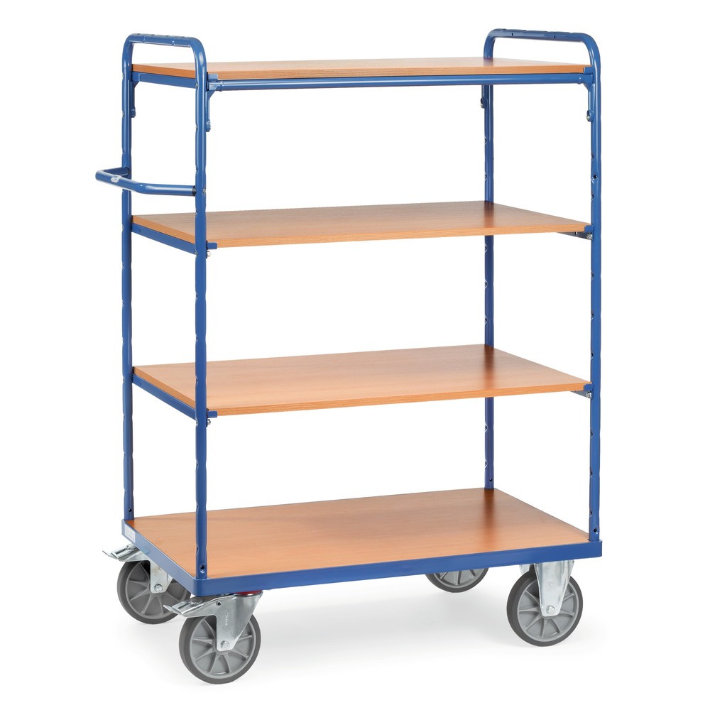 Imagem do produto: fetra® carro de pisos múltiplos com pisos de madeira, 4 pisos de 1000 x 700 mm cada, altura 1.552 mm