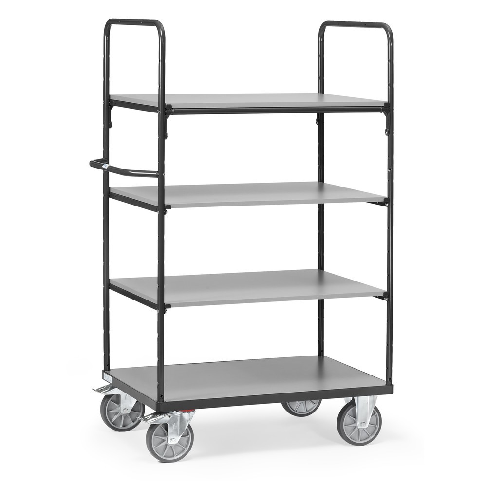 Imagem do produto: fetra® carros de pisos múltiplos com pisos em madeira, 4 pisos de 1000 x 600 mm, altura 1800 mm, cinzento antracite