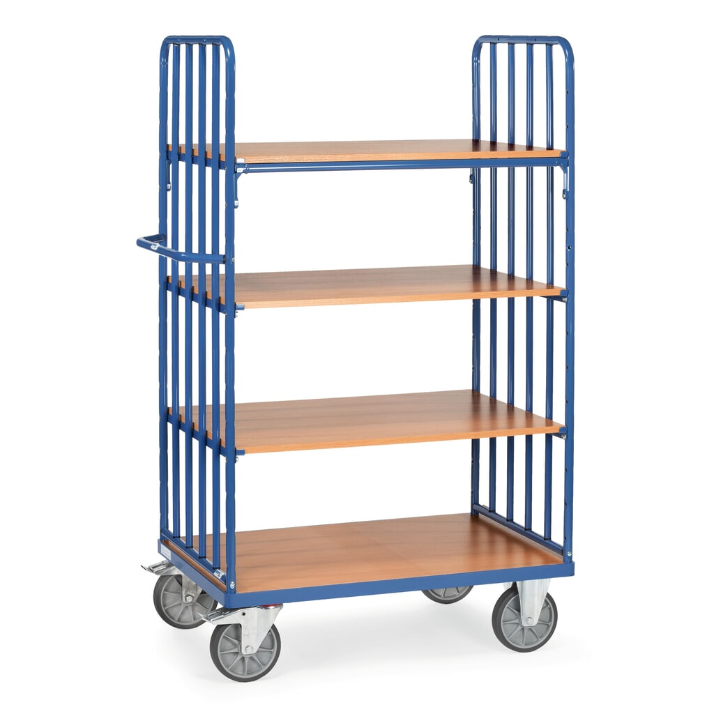Imagem do produto: fetra® carro de pisos múltiplos com barras tubulares verticais, 2 paredes, 4 pisos de 1000 x 600 mm
