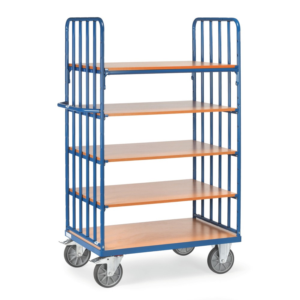Imagem do produto: fetra® carro de pisos múltiplos com barras tubulares verticais, 2 paredes, 5 pisos de 1200 x 800 mm