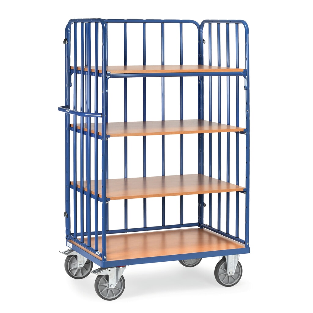 Imagem do produto: fetra® carros de pisos múltiplos com barras tubulares verticais, 3 paredes, 4 pisos de 1000 x 600 mm cada, altura 1.800 mm
