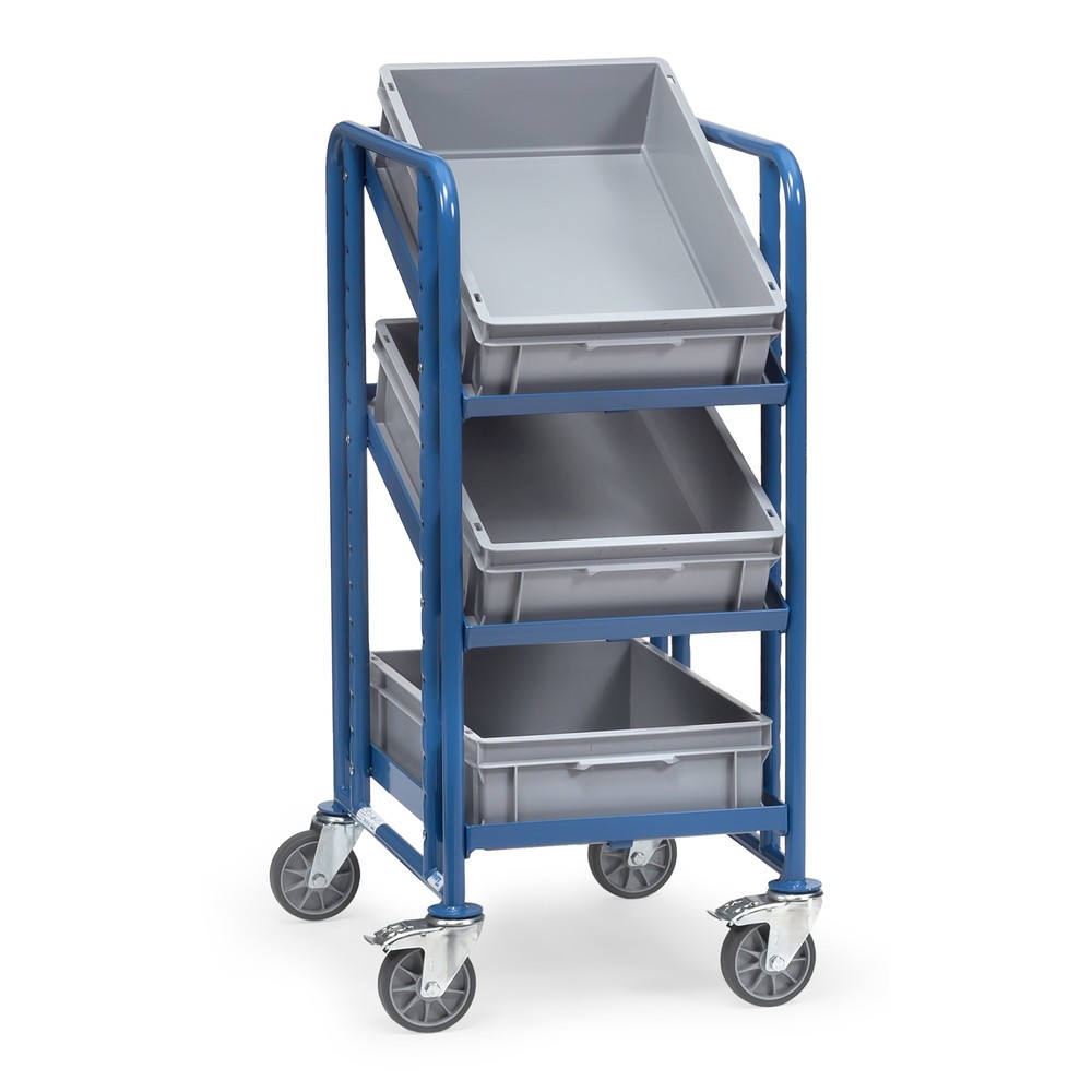 Imagem do produto: fetra® carro de pisos múltiplos para contentores euro, com contentores, capacidade de carga de 250 kg, 3 pisos de 410 x 610 mm