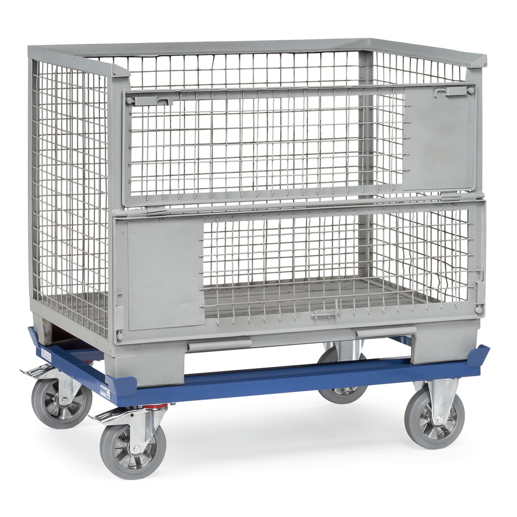 Imagem do produto n.º 2: fetra® chassis com cantos de retenção, capacidade de carga de 1200 kg, para paletes 800 x 600 mm, pneus de borracha maciça elástica