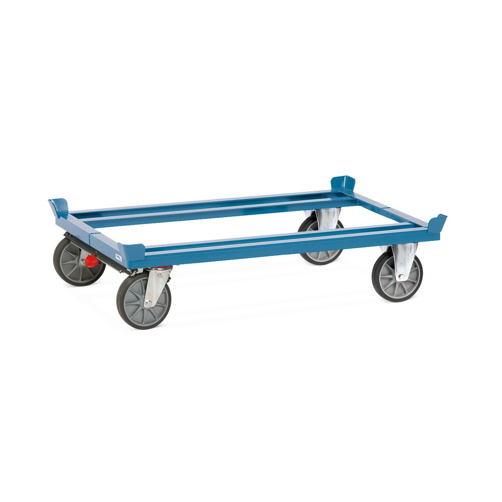 Imagem do produto: fetra® chassis com cantos de apoio, capacidade de carga de 750 kg, para paletes 1200 x 800 mm, pneus TPE, com travão central