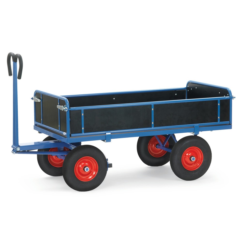Imagem do produto: fetra® carrinho de mão com 3 paredes rebatíveis, superfície de carregamento traseira 800 x 1200 mm, capacidade de carga de 1.000 kg, pneus de borracha maciça