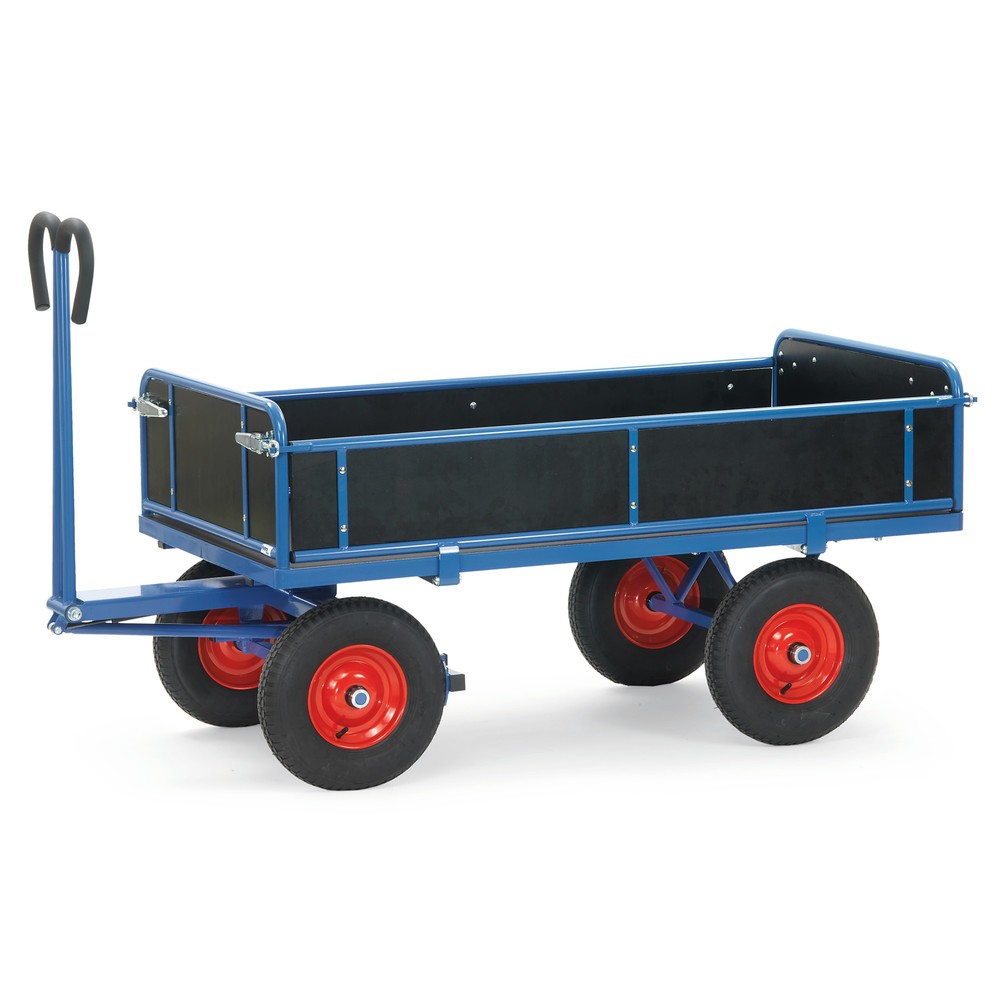 Imagem do produto: fetra® carrinho de mão com 3 paredes rebatíveis, superfície de carregamento traseira 800 x 1200 mm, capacidade de carga de 1.000 kg, pneumáticos