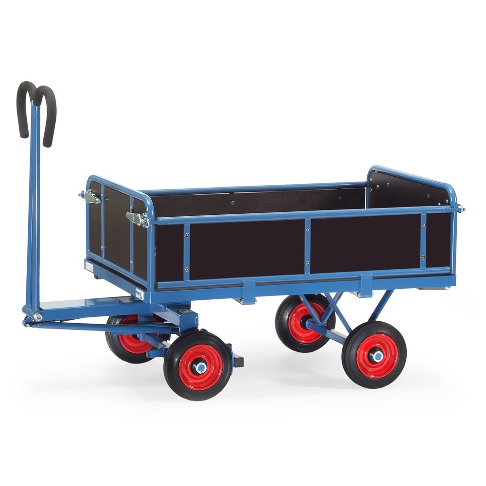 Imagem do produto: fetra® carrinho de mão com 3 paredes rebatíveis, superfície de carregamento traseira 800 x 1200 mm, capacidade de carga de 700 kg, pneus de borracha maciça