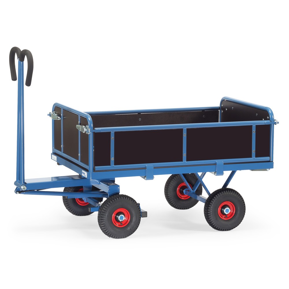 Imagem do produto: fetra® carrinho de mão com 3 paredes rebatíveis, superfície de carregamento traseira 800 x 1200 mm, capacidade de carga de 700 kg, pneumáticos