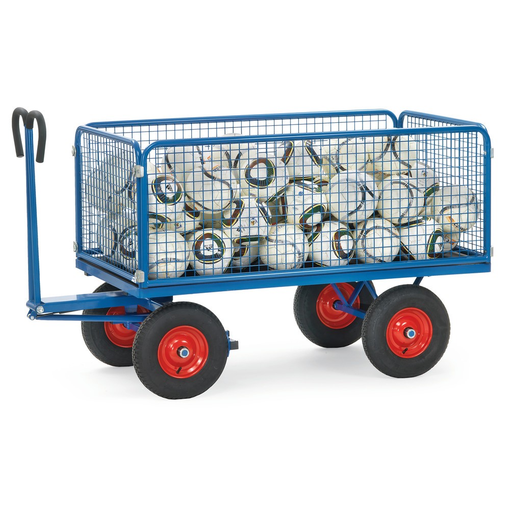 Imagem do produto n.º 2: fetra® carrinho de mão com paredes em rede de arame, A 600 mm, superfície de carregamento traseira 900 x 1600 mm, capacidade de carga de 1.000 kg, pneumáticos