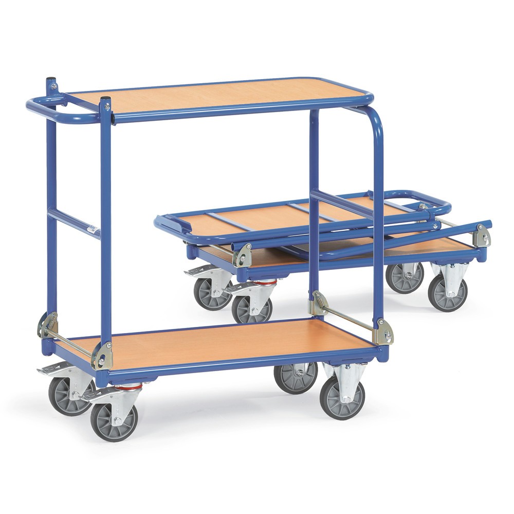 Imagem do produto: fetra® carro com mesa rebatível com chassis em aço, 2 pisos de 720 x 450 mm