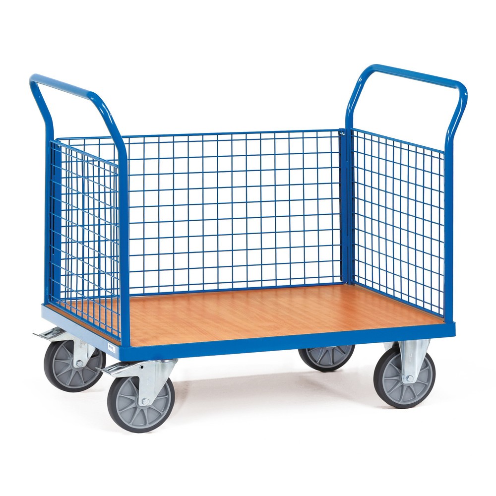 Imagem do produto: fetra® carro de plataforma, com painéis de grade em 3 lados, superfície de carregamento traseira LxP 500 x 850 mm