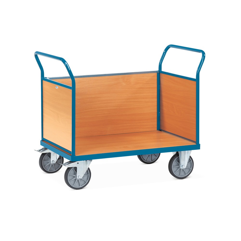Imagem do produto: fetra® carro de plataforma, com paredes laterais em madeira em 3 lados, superfície de carregamento traseira LxP 500 x 850 mm