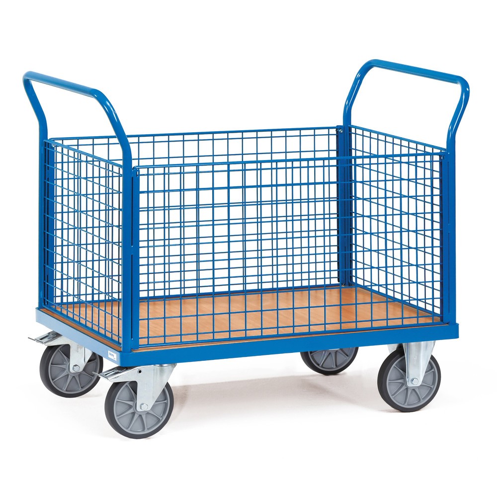 Imagem do produto: fetra® carro de plataforma, com painéis de grade em 4 lados, superfície de carregamento traseira LxP 500 x 850 mm