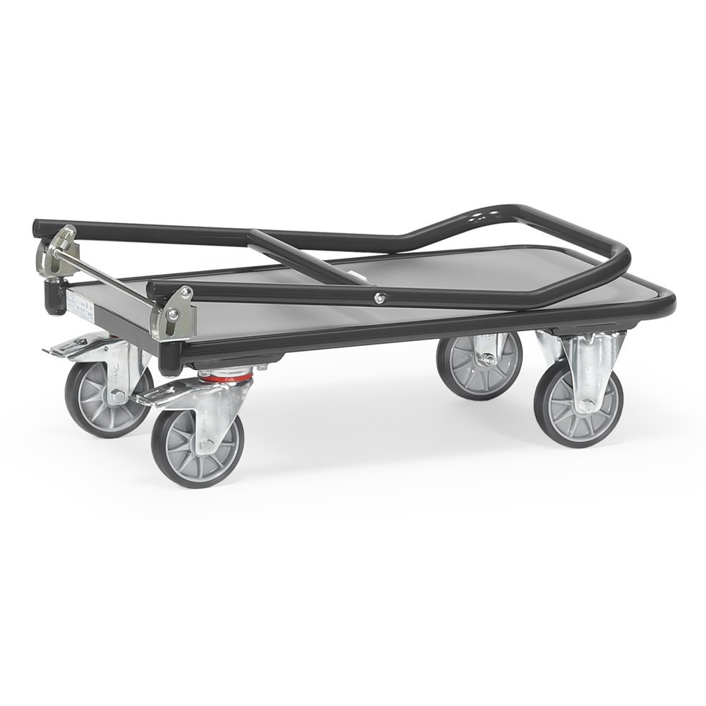 Imagem do produto n.º 3: fetra® carro de plataforma com superfície de carregamento em madeira, arco em U articulado, LxP 450 x 720 mm, capacidade de carga de 250 kg, cinzento antracite