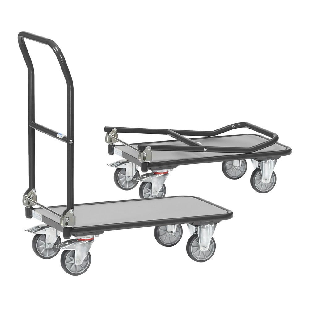 Imagem do produto n.º 4: fetra® carro de plataforma com superfície de carregamento em madeira, arco em U articulado, LxP 450 x 720 mm, capacidade de carga de 250 kg, cinzento antracite