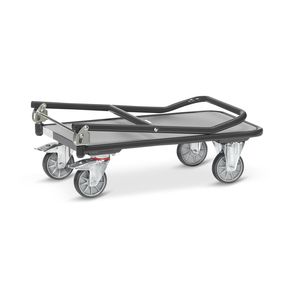 Imagem do produto n.º 5: fetra® carro de plataforma com superfície de carregamento em madeira, arco em U articulado, LxP 450 x 720 mm, capacidade de carga de 250 kg, cinzento antracite