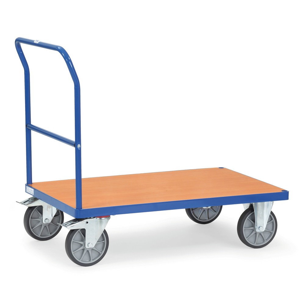 Imagem do produto: fetra® carro de plataforma com pega de avanço, superfície de carregamento traseira LxP 500 x 850 mm, azul brilhante